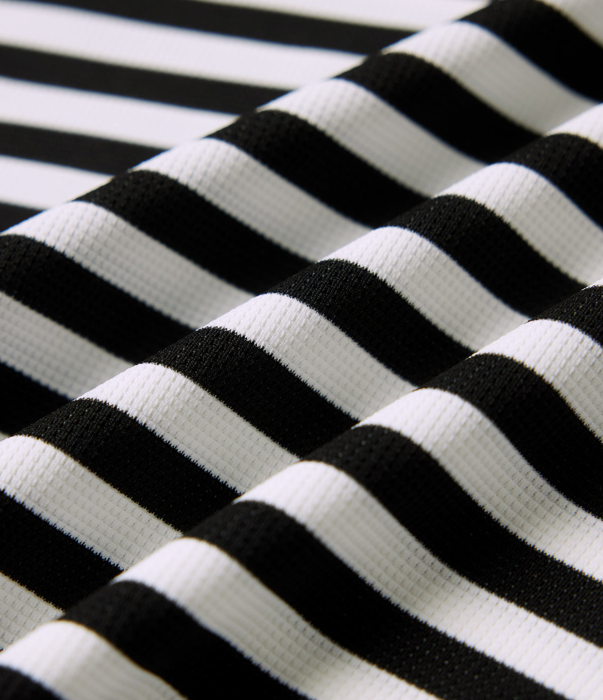 Mid Rise Drawstring Baggy Stripe Waffle Lounge Trousers with Pockets — Black White Horizontal Stripe — view 8