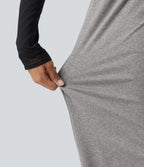 Mid Rise Shirred Lace Up Casual Sweatpants with Pockets — Fog Gray — view 6