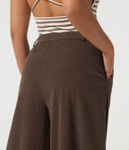 High Waisted Barrel Leg Corduroy Casual Trousers with Pockets — Chestnut — view 5