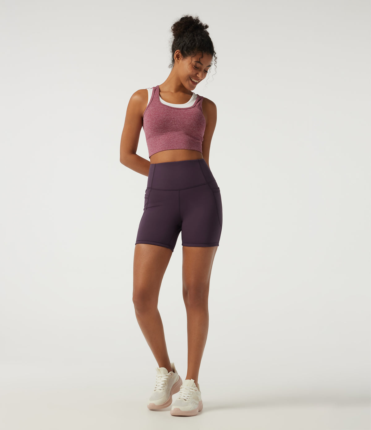 Speedwave High Waisted Tummy Control Skinny Training Biker Shorts 5" with Pockets — Dusky Evening purple — view 8