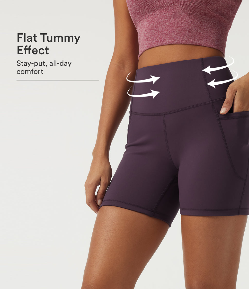 Speedwave High Waisted Tummy Control Skinny Training Biker Shorts 5" with Pockets — Dusky Evening purple — view 1
