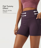 Speedwave High Waisted Tummy Control Skinny Training Biker Shorts 5" with Pockets — Dusky Evening purple — view 1