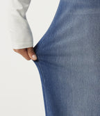 High Waisted Asymmetric Wide Leg Casual Jeans with Pockets — Tide Blue Denim — view 6