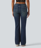Low Rise Bootcut Casual Cotton Jeans with Pockets — Blue Surf Denim — view 2