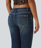 Low Rise Bootcut Casual Cotton Jeans with Pockets — Blue Surf Denim — view 5