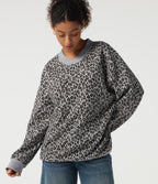 V Neck Long Sleeve Leopard Print Waffle Casual Top — Cocoa Drift Leopard — view 1