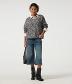 V Neck Long Sleeve Leopard Print Waffle Casual Top — Cocoa Drift Leopard — view 6