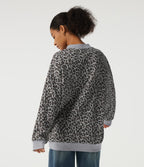 V Neck Long Sleeve Leopard Print Waffle Casual Top — Cocoa Drift Leopard — view 2