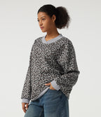 V Neck Long Sleeve Leopard Print Waffle Casual Top — Cocoa Drift Leopard — view 3