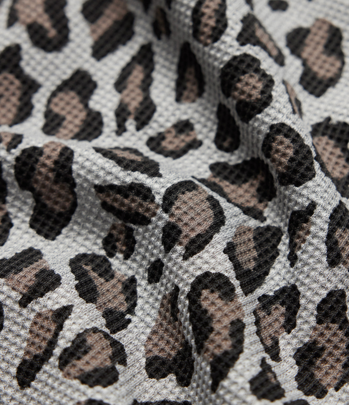 V Neck Long Sleeve Leopard Print Waffle Casual Top — Cocoa Drift Leopard — view 7
