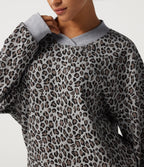 V Neck Long Sleeve Leopard Print Waffle Casual Top — Cocoa Drift Leopard — view 5