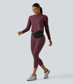 Round Neck Raglan Long Sleeve Quick Dry InstantCool Running Sports Top — Red Mahogany — view 7