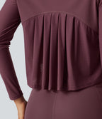 Round Neck Raglan Long Sleeve Quick Dry InstantCool Running Sports Top — Red Mahogany — view 5