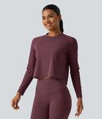 Round Neck Raglan Long Sleeve Quick Dry InstantCool Running Sports Top — Red Mahogany — view 2