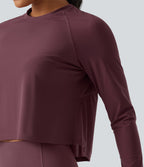 Round Neck Raglan Long Sleeve Quick Dry InstantCool Running Sports Top — Red Mahogany — view 6