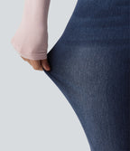 Denim Heat High Waisted Skinny Casual Cotton Jeans with Pockets — Pageant Blue Denim — view 6