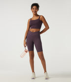 Speedwave High Waisted Crossover Tummy Control Skinny Training Biker Shorts 9" with Pockets — Dusky Evening purple — view 7