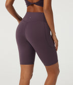 Speedwave High Waisted Crossover Tummy Control Skinny Training Biker Shorts 9" with Pockets — Dusky Evening purple — view 5