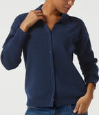 Lapel Collar Long Sleeve Work Cardigan — Nightfall Blue — view 5