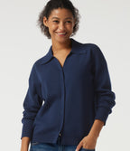 Lapel Collar Long Sleeve Work Cardigan — Nightfall Blue — view 4