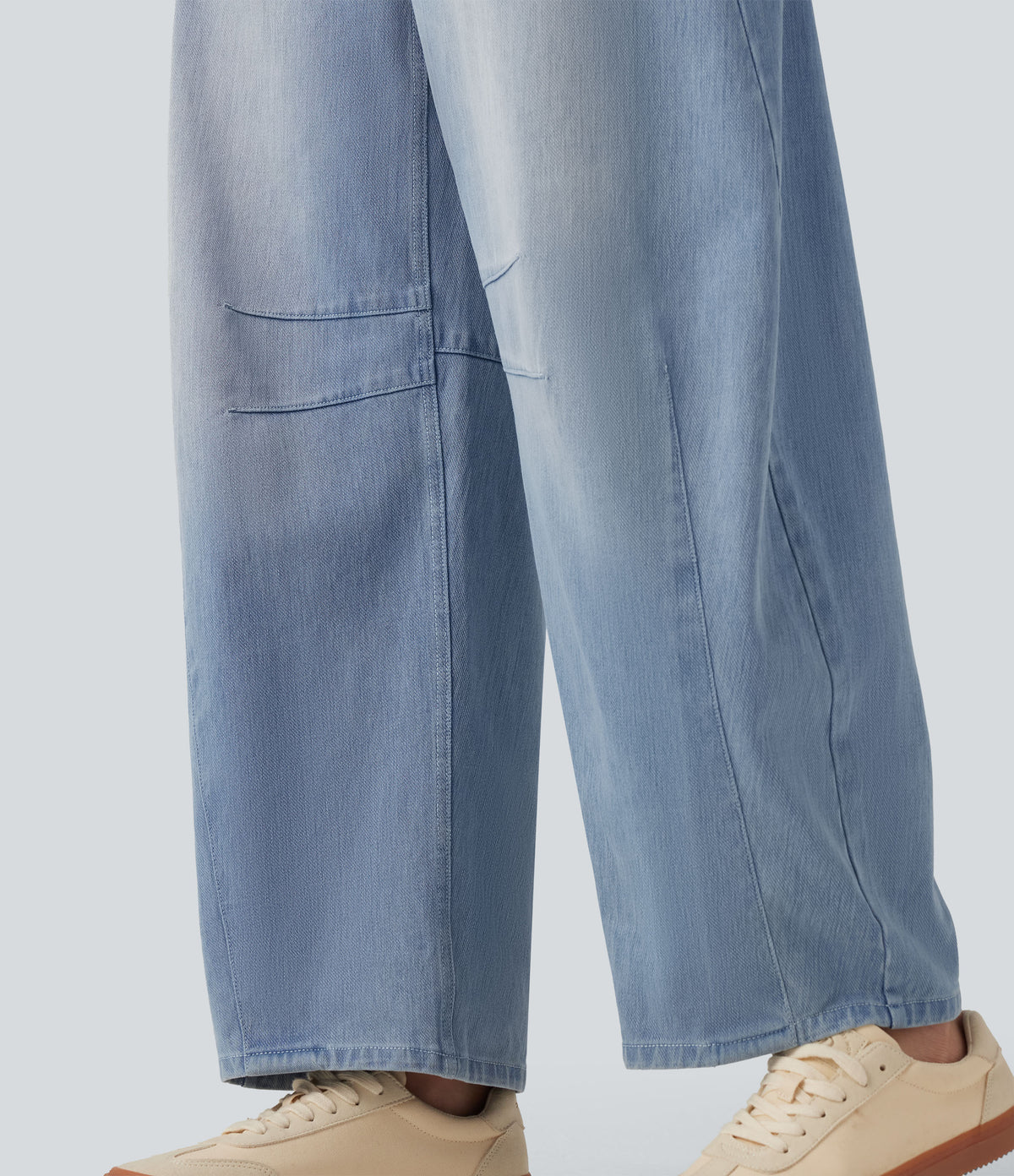 High Waisted Barrel Leg Casual Jeans with Pockets — Ice Water Denim — view 6