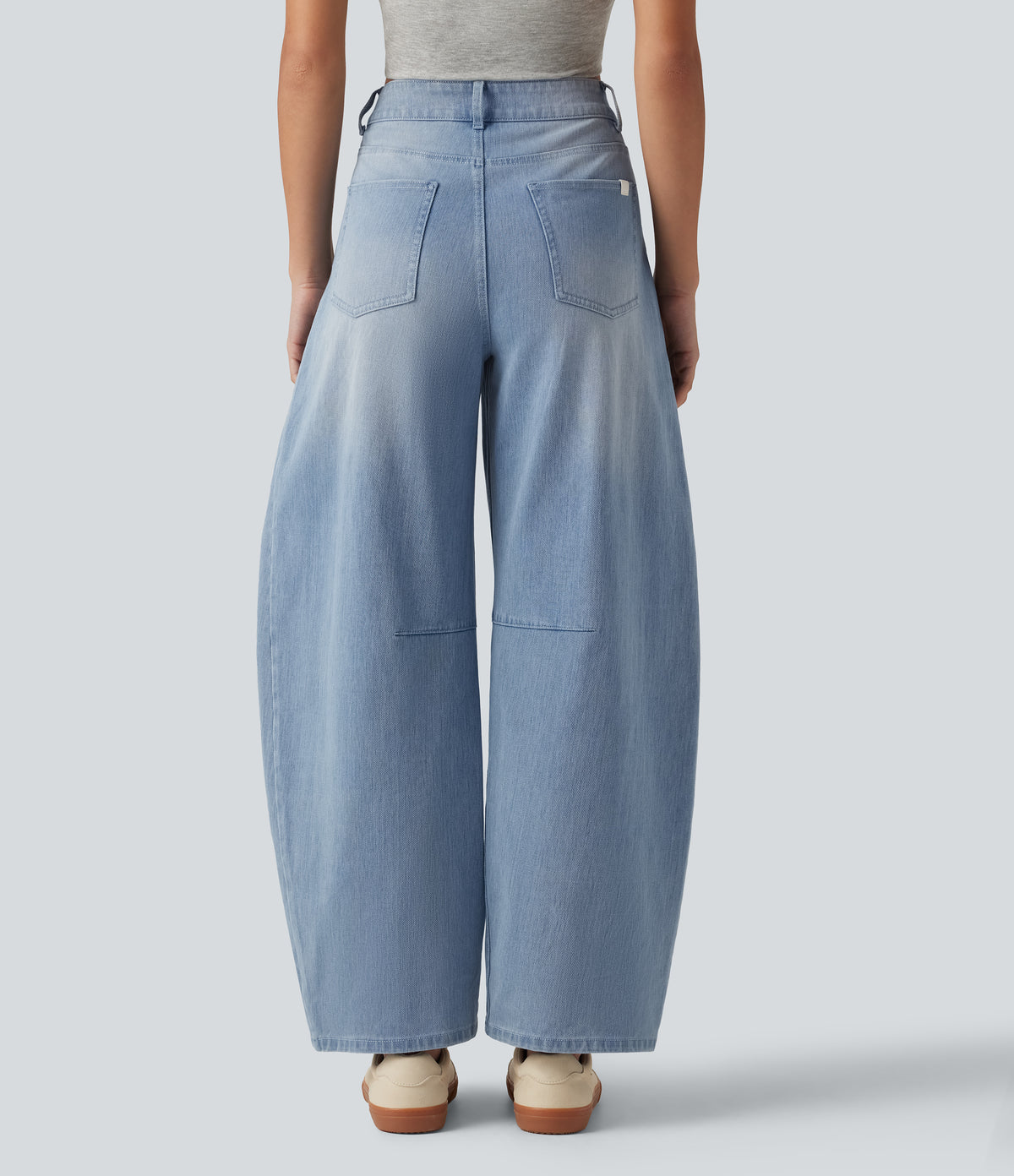 High Waisted Barrel Leg Casual Jeans with Pockets — Ice Water Denim — view 2