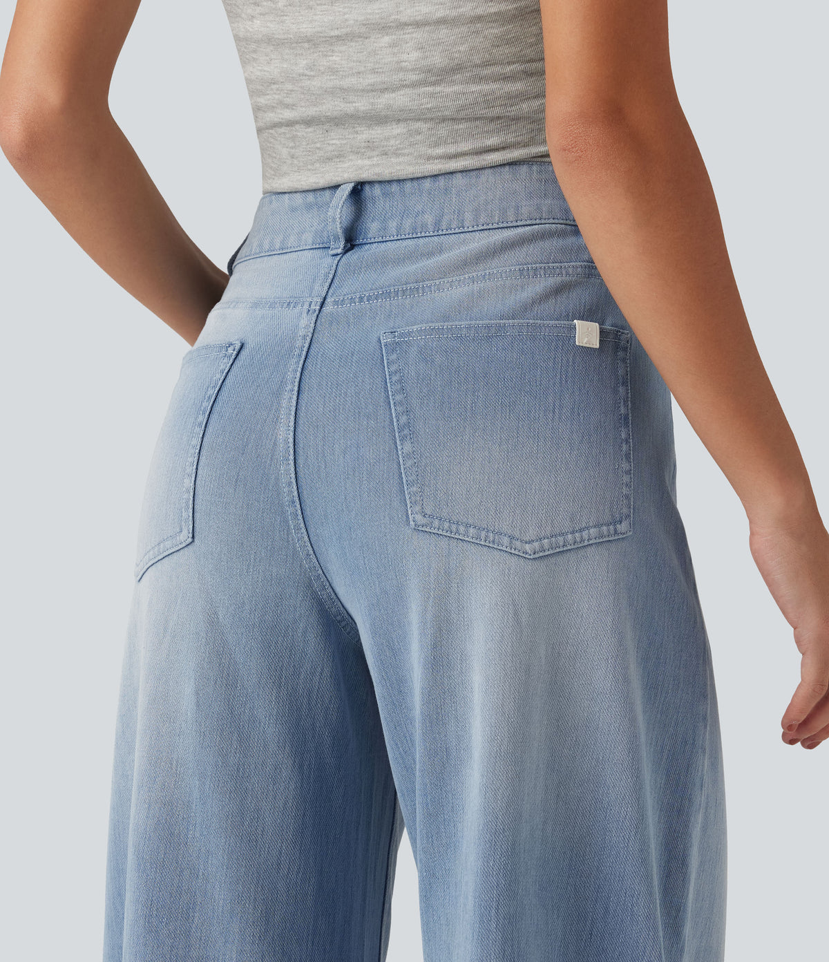 High Waisted Barrel Leg Casual Jeans with Pockets — Ice Water Denim — view 5