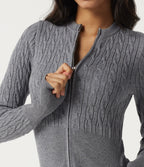 Round Neck Long Sleeve Casual Sweater — Gray Contours — view 5