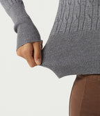 Round Neck Long Sleeve Casual Sweater — Gray Contours — view 6