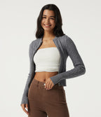 Round Neck Long Sleeve Casual Sweater — Gray Contours — view 4
