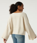 Boat Neck Long Bell Long Sleeve Casual Sweater — Turtledove — view 2