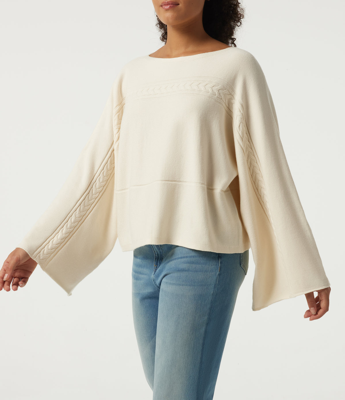 Boat Neck Long Bell Long Sleeve Casual Sweater — Turtledove — view 5