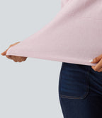 Boat Neck Long Sleeve Casual Sweater — Lilac Ash — view 6