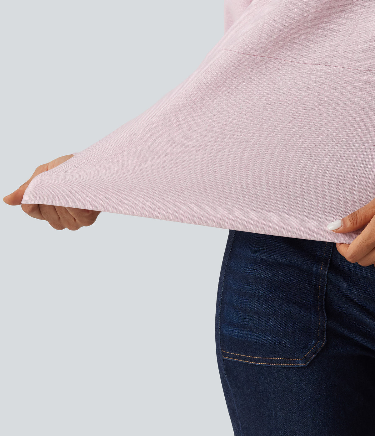Boat Neck Long Sleeve Casual Sweater — Lilac Ash — view 6