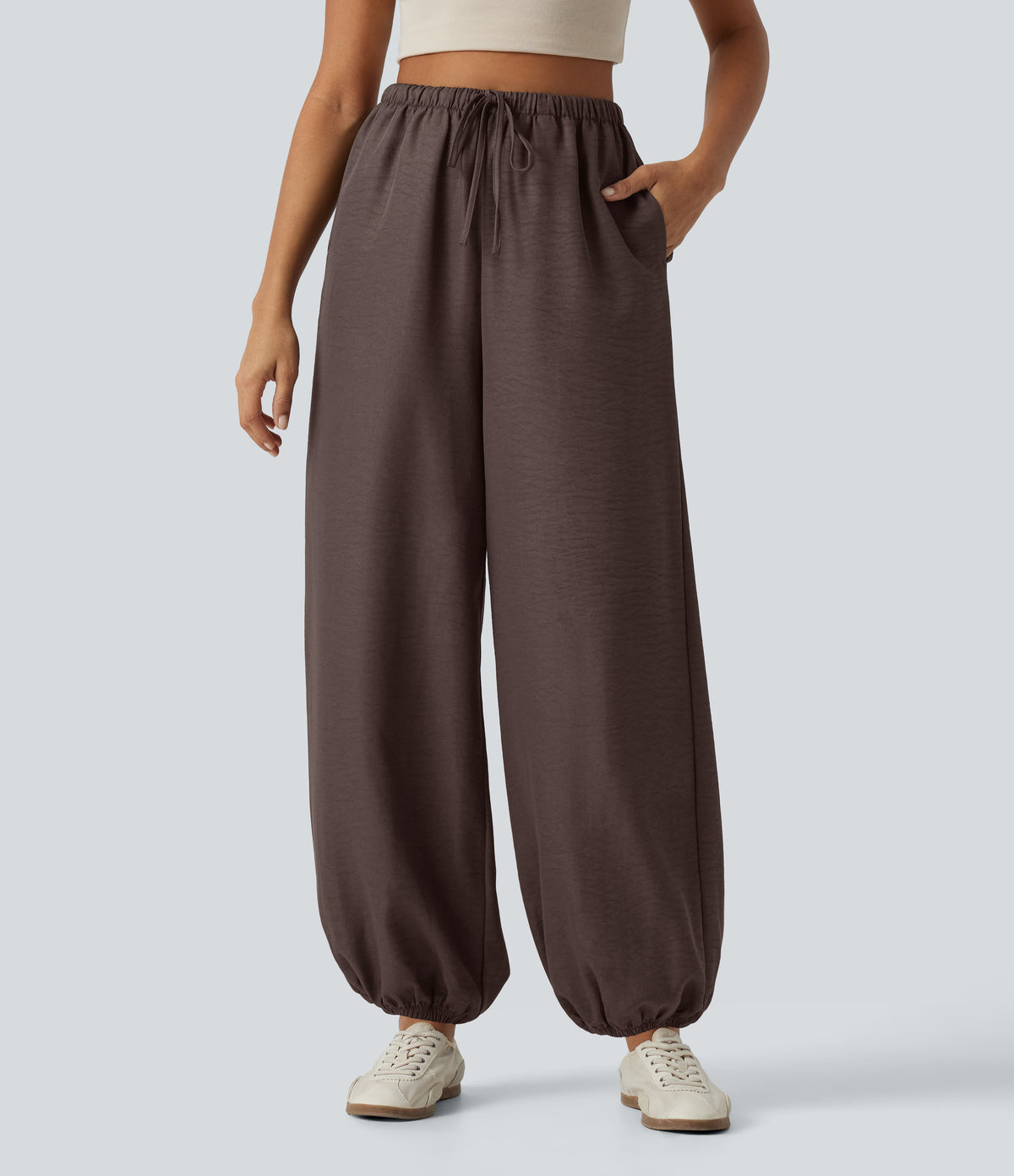 High Waisted Drawstring Casual Joggers with Pockets — Shopping Bag — view 1