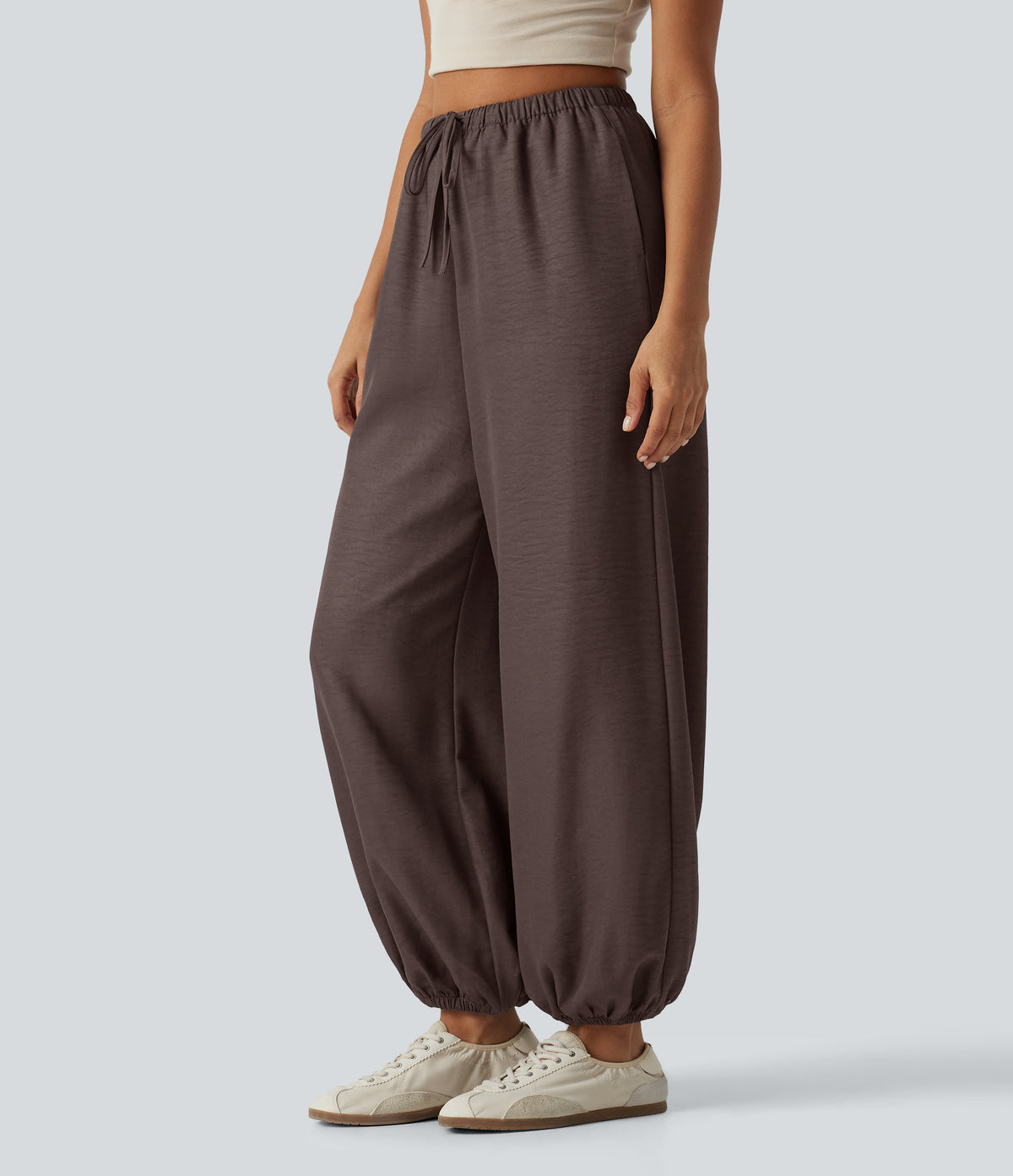 High Waisted Drawstring Casual Joggers with Pockets — Shopping Bag — view 3