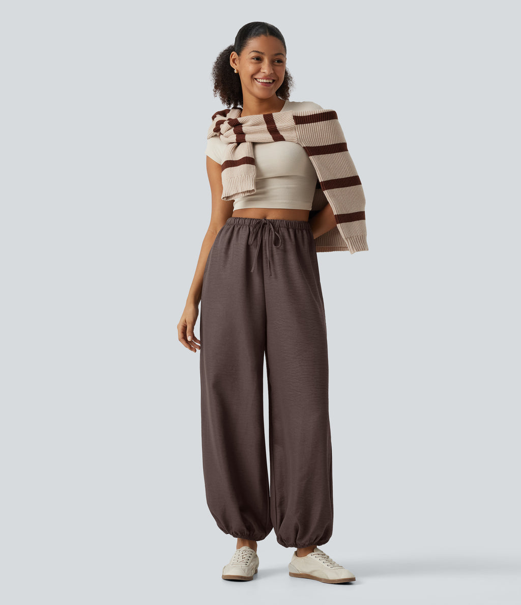 High Waisted Drawstring Casual Joggers with Pockets — Shopping Bag — view 8
