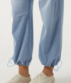 Mid Rise Barrel Leg Casual Jeans with Pockets — Ice Water Denim — view 7