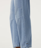 Mid Rise Barrel Leg Casual Jeans with Pockets — Ice Water Denim — view 6