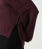 One Shoulder Long Sleeve Casual Jumper — Zinfandel - Wine Red — view 7