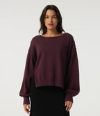 One Shoulder Long Sleeve Casual Jumper — Zinfandel - Wine Red — view 4