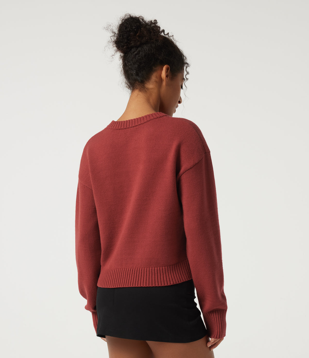 Round Neck Drop Shoulder Long Sleeve Bow Casual Jumper — Bossa Nova — view 2