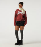 Round Neck Drop Shoulder Long Sleeve Bow Casual Jumper — Bossa Nova — view 6