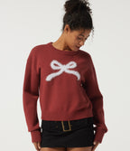 Round Neck Drop Shoulder Long Sleeve Bow Casual Jumper — Bossa Nova — view 4