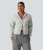 Hooded Long Sleeve Waffle Casual Jacket with Pockets — Antarctica — view 4