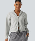 Hooded Long Sleeve Waffle Casual Jacket with Pockets — Antarctica — view 1