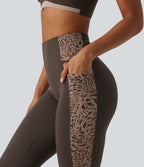 High Waisted Tummy Control Leopard Print Yoga Bootcut Leggings with Pockets — Hot Fudge — view 4