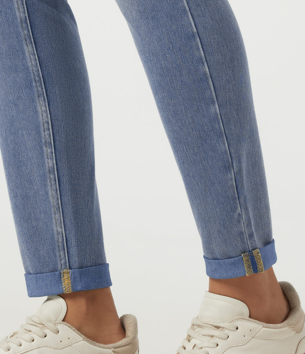 Low Rise Skinny Casual Jeans with Pockets — Powder Blue Denim — view 6