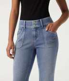 Low Rise Skinny Casual Jeans with Pockets — Powder Blue Denim — view 5