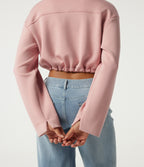 Long Sleeve Casual Shacket with Pockets — Peach Pomelo Pink — view 5